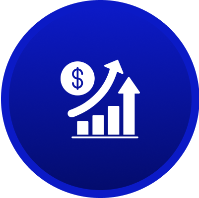 Rising graph with dollar sign icon.